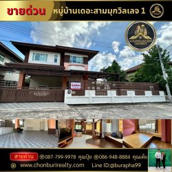 ขายบ้านเดี่ยว 2 ชั้น เดอะสามมุกวิลเลจ 1 หมู่บ้านเดอะสามมุกวิลเลจ 1 ใกล้หาดบางแสน ต.แสนสุข อ.เมืองชลบุรี จ.ชลบุรี